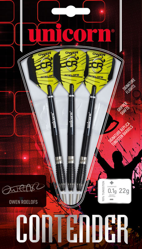 OWEN ROELOFS Steel Tip Dart Set 90% TUNGSTEN By Unicorn