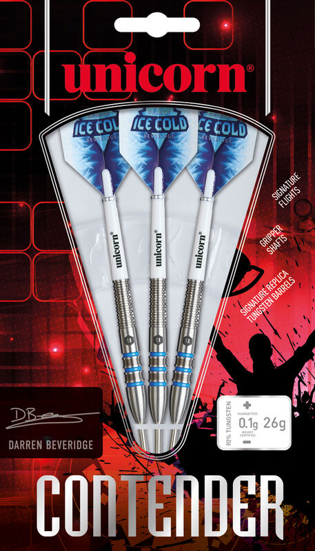 Ice Cold Darren Beveridge Steel Tip Dart Set 90% Tungsten By Unicorn