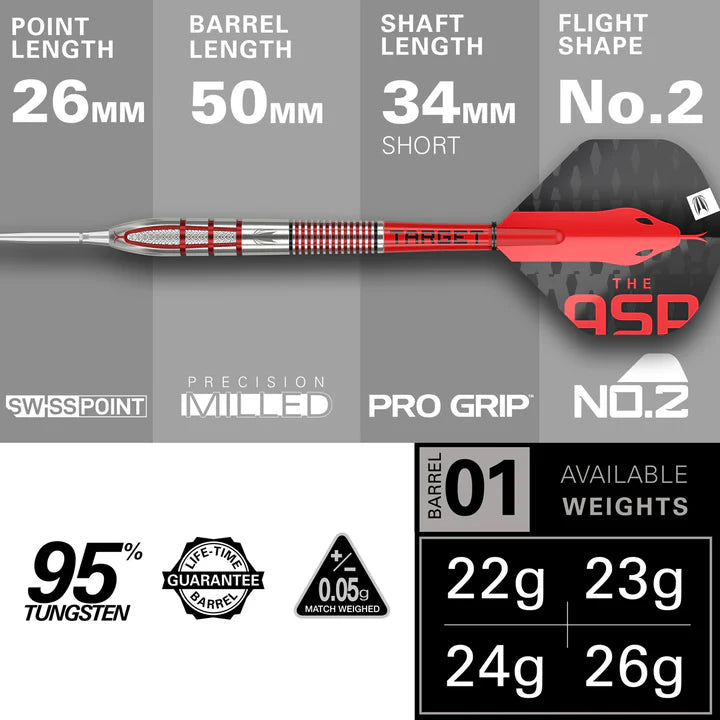 Nathan Aspinall G2 95% Tungsten Steel Tip Darts by Target