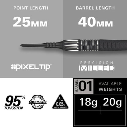 Phil Taylor Raw Power G11 95% Tungsten Soft Tip Darts by Target