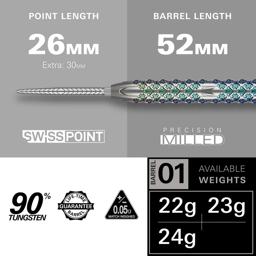 Rove 01 90% Tungsten SP Steel Tip Darts by Target