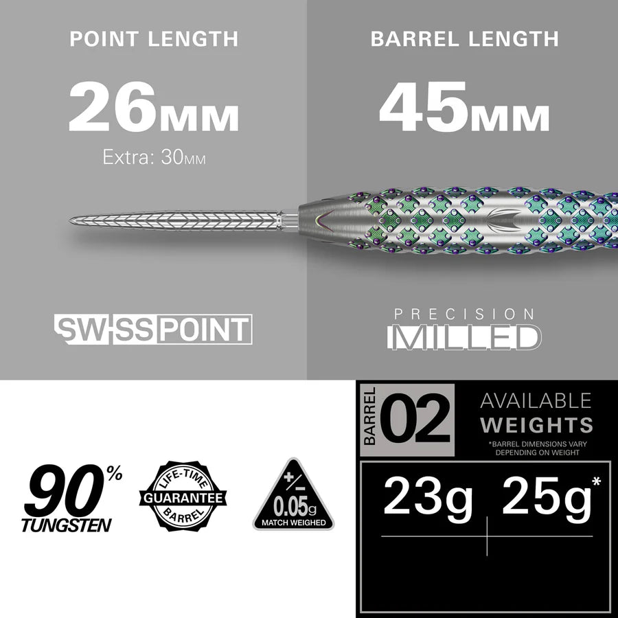 Rove 02 90% Tungsten SP Steel Tip Darts by Target