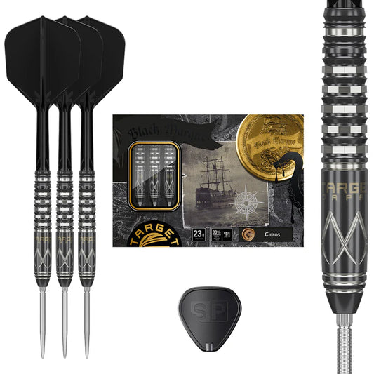 Black Marque Chaos 90% Tungsten SP Steel Tip Darts by Target Japan