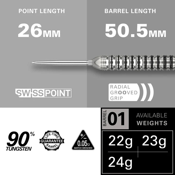 Exo 01 90% Tungsten SP Steel Tip Darts by Target