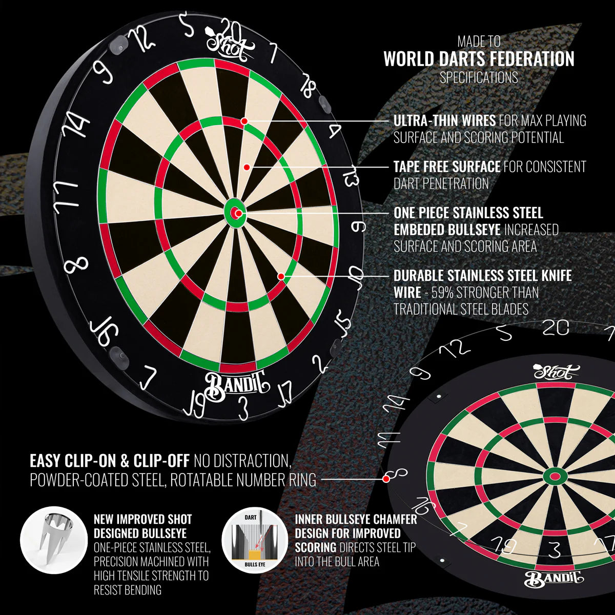 Bandit Bristle Dartboard by Shot