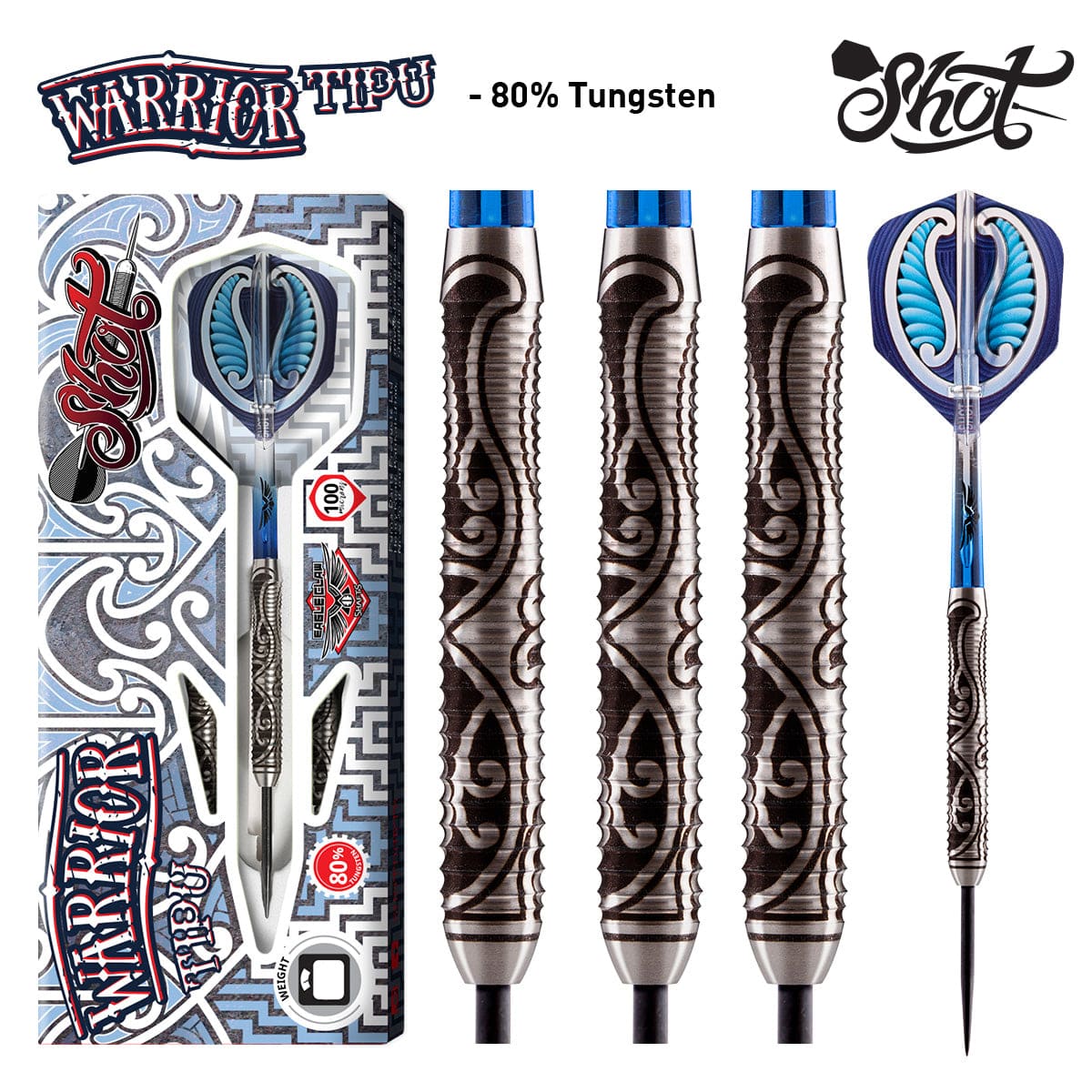 Warrior Tipu 80% Tungsten Steel Tip Darts by Shot