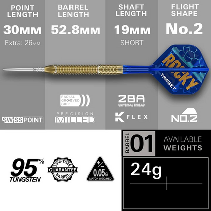 Josh Rock Limited Edition 95% Tungsten SP Steel Tip Darts by Target